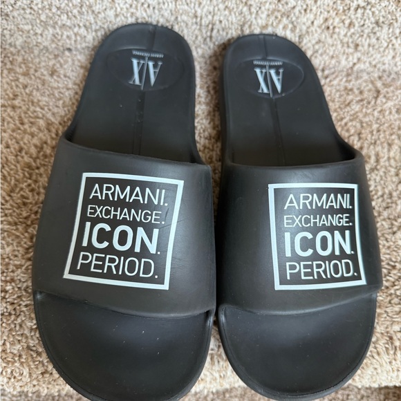 Armani Exchange Black Logo Slide Sandals